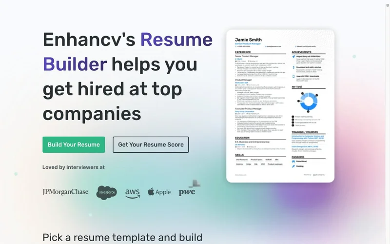 Screenshot of Enhancv