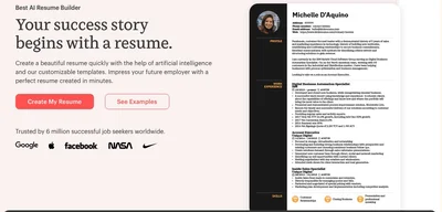 Screenshot of Kickresume (AI Tools)