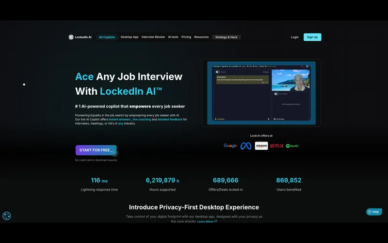 Screenshot of LockedIn AI